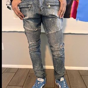 Embellish Acid Wash Ripped Denim
